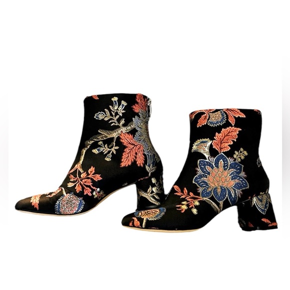 Zara Metallic Floral Ankle Boots - Picture 2 of 8